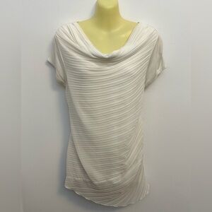 Neiman Marcus Cream Draped Boatneck Blouse